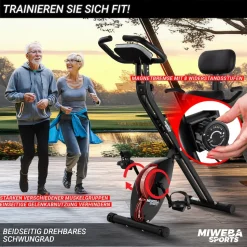 Miweba Sports Indoor-Cycle MX100 PRO mit Rückenlehne und ErgoGrip Griffen, klappbar (Pro, Schwarz/Grau)