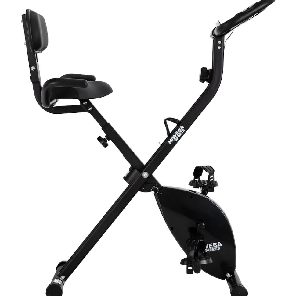 Miweba Sports Indoor-Cycle MX100 PRO mit Rückenlehne und ErgoGrip Griffen, klappbar (Pro, Schwarz/Grau)