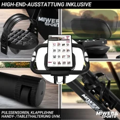 Miweba Sports Indoor-Cycle MX100 PRO mit Rückenlehne und ErgoGrip Griffen, klappbar (Pro, Schwarz/Grau)