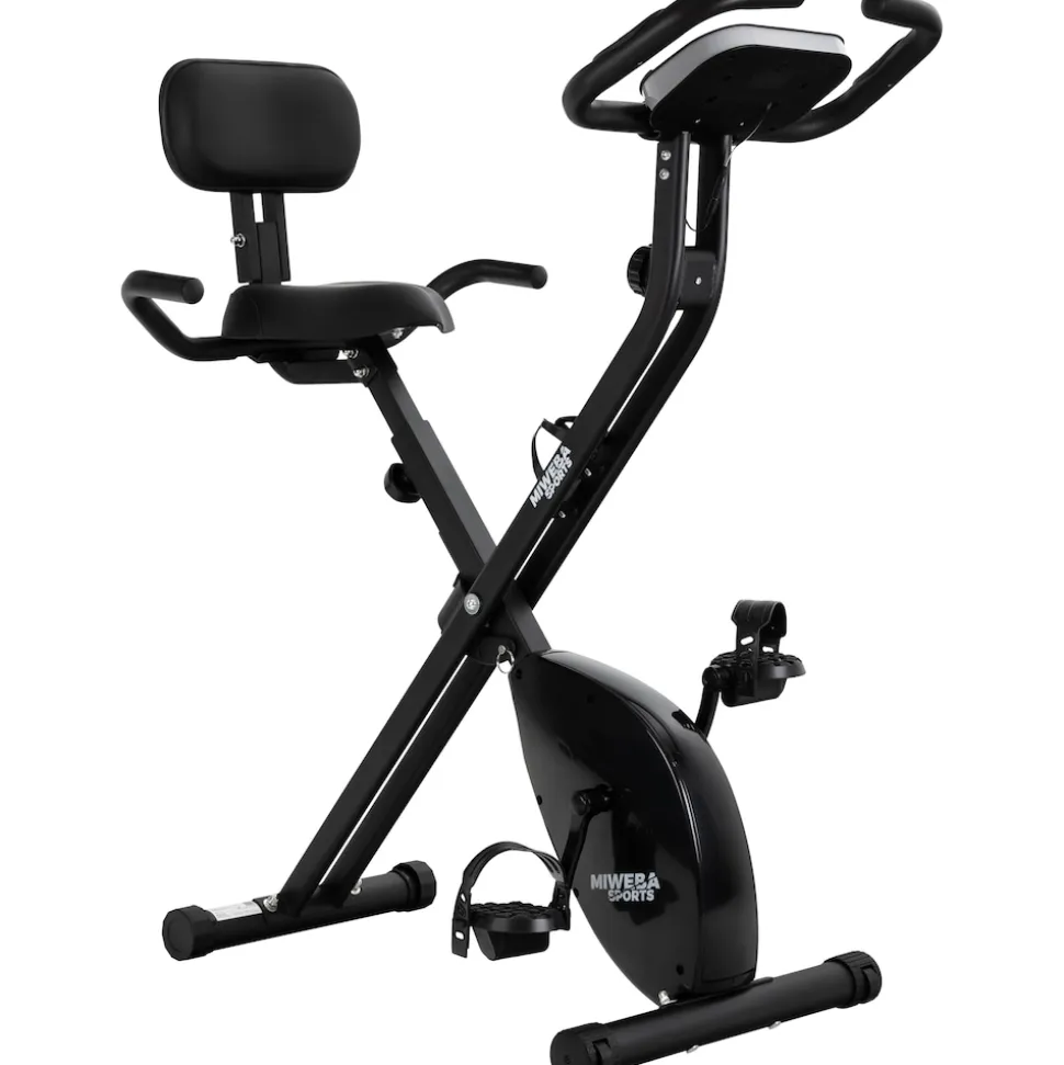 Miweba Sports Indoor-Cycle MX100 PRO mit Rückenlehne und ErgoGrip Griffen, klappbar (Pro, Schwarz/Grau)