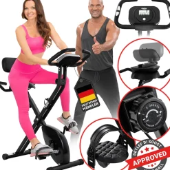 Miweba Sports Indoor-Cycle MX100 PRO mit Rückenlehne und ErgoGrip Griffen, klappbar (Pro, Schwarz/Grau)