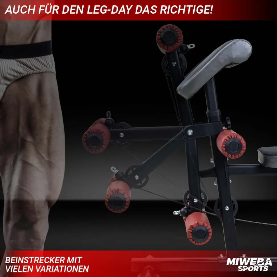 Miweba Sports 50in1-Kraftstation MK500 Pro, Fitnessstation mit ca. 60 kg Seilzug, Butterfly, Zugturm