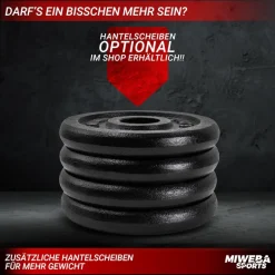 Miweba Sports Kurzhantel MKH110, 10 kg, Gewichte aus Gusseisen, Stahl-Hantelstange, Sternverschluss (Hantelpaar)