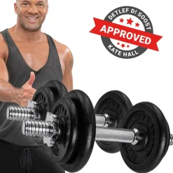 Miweba Sports Kurzhantel MKH110, 10 kg, Gewichte aus Gusseisen, Stahl-Hantelstange, Sternverschluss (Hantelpaar)
