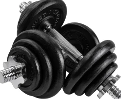Miweba Sports Kurzhantel-Set MKH120, 20kg, Hantelkoffer, Gewichte aus Gusseisen, Stahl-Hantelstange (Mit Koffer)