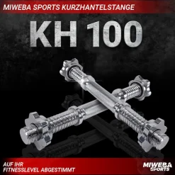 Miweba Sports Kurzhantelstange KH100, Sternverschluss, 35cm, Ø30mm, bis 40 kg, Stahl, 2er-Set (2 Stück)