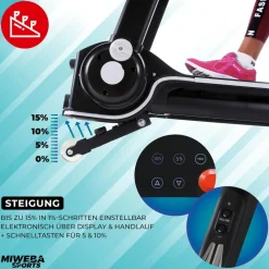 Miweba Sports Laufband Home Track HT3000, mit Steigung, 1300 Watt, 1-16 km/h, 12 Programme, klappbar (2.0, Schwarz/Weiß)
