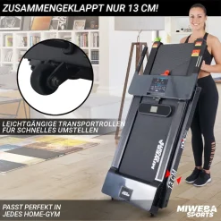 Miweba Sports Laufband Home Track HT500, klappbar, 1-14 km/h, Handy/-Tablethalter, 12 Programme (Schwarz)