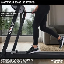 Miweba Sports Laufband Home Track HT500, klappbar, 1-14 km/h, Handy/-Tablethalter, 12 Programme (Schwarz)