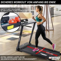 Miweba Sports Laufband Home Track HT500, klappbar, 1-14 km/h, Handy/-Tablethalter, 12 Programme (Schwarz)