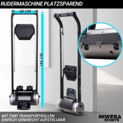 Miweba Sports Rudergerät MR100, Rudermaschine kompakt, Schaumstoff-Sitz, Display, Magnetbremse (Grau)