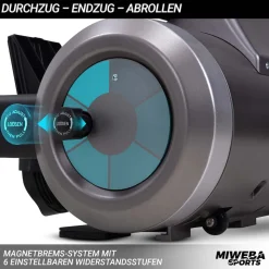 Miweba Sports Rudergerät MR100, Rudermaschine kompakt, Schaumstoff-Sitz, Display, Magnetbremse (Grau)
