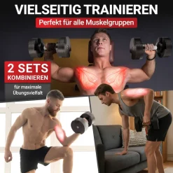 Miweba Sports verstellbare Kurzhantel VH200, Stahl, 2-28 kg, Hantelstange mit Profil, Halte-Gestell (28 kg)