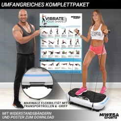 Miweba Sports Vibrationsplatte MV300, 4D-Wave-Vibration, Fernbedienung, 800 Watt, 16 Stufen, LED (Weiß)