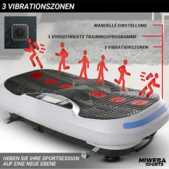 Miweba Sports Vibrationsplatte MV300, 4D-Wave-Vibration, Fernbedienung, 800 Watt, 16 Stufen, LED (Weiß)