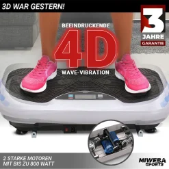 Miweba Sports Vibrationsplatte MV300, 4D-Wave-Vibration, Fernbedienung, 800 Watt, 16 Stufen, LED (Weiß)