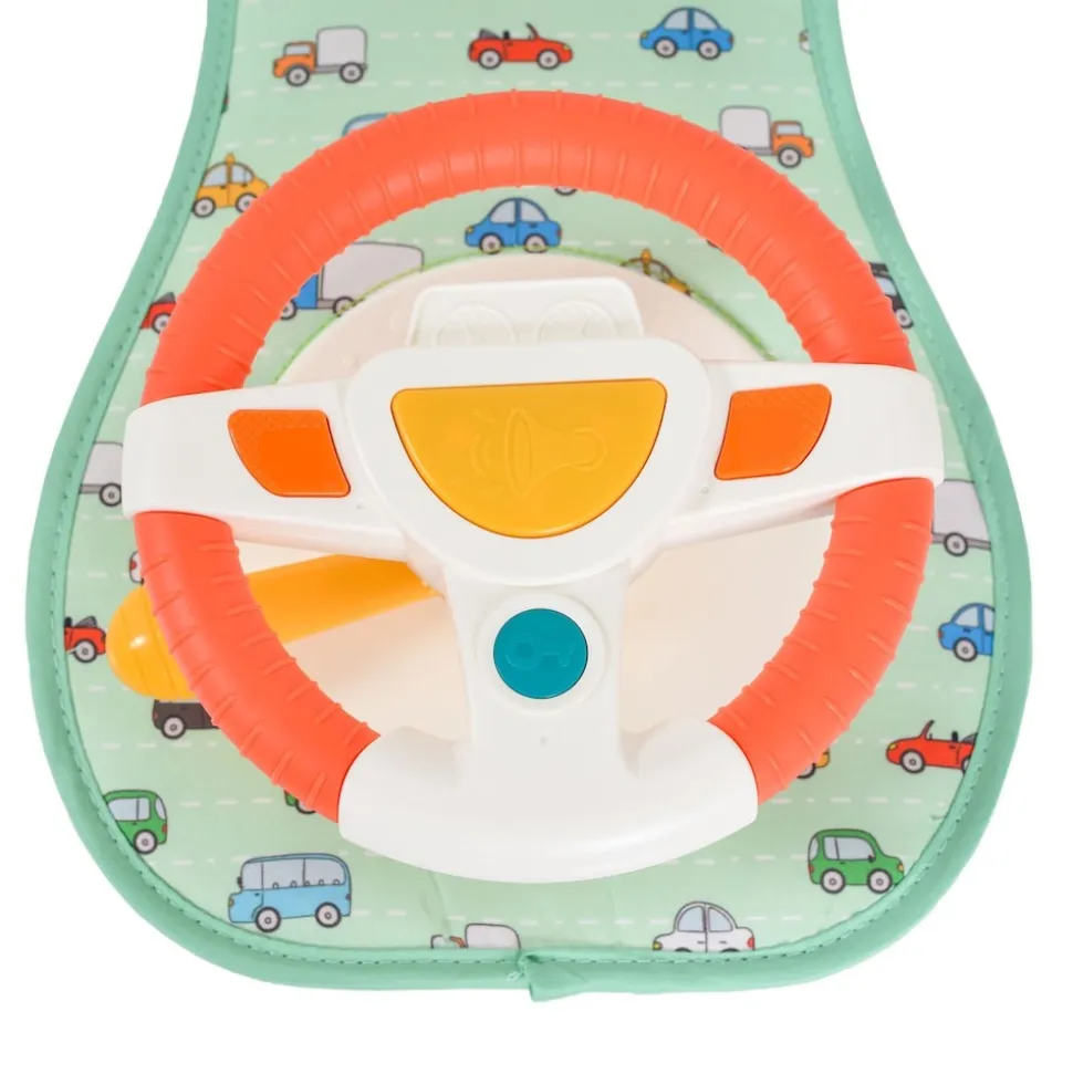 Moni Autospielzeug Kinderlenkrad HE0623 Lichter, Hupe, Autogeräusche, Spiegel grün