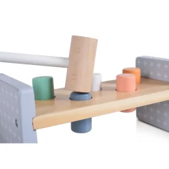 Moni Hammerspiel 2525 Holzspielzeug Hammer, fünf bunte Formen, Motorikspiel bunt