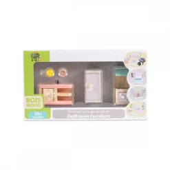 Moni Holz-Puppenmöbel Küche 4013 Möbelset Kühlschrank Herd Küchentheke Zubehör bunt