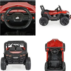 Moni Kinder Elektroauto Buggy Fast UTV 5588 metallic Fernbedienung MP3 USB Gurt rot