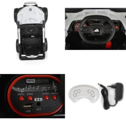 Moni Kinder Elektroauto Buggy UTV 5588 Fernbedienung MP3 Gurt 2 Motoren Lichter weiß