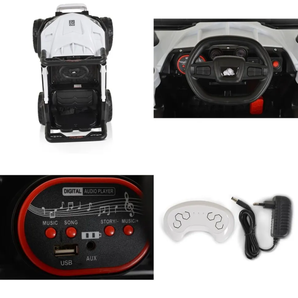 Moni Kinder Elektroauto Buggy UTV 5588 Fernbedienung MP3 Gurt 2 Motoren Lichter weiß