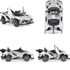 Moni Kinder Elektroauto Flash metallic 4 Motoren, MP3, Fernbedienung, EVA-Reifen silber