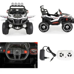 Moni Kinder Elektroauto Jeep Jakarta BLK-819, Fernbedienung, MP3, vier Motoren weiß