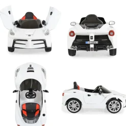 Moni Kinder Elektroauto Liberty, Fernbedienung EVA-Reifen Rücklichter Gurt MP3 weiß