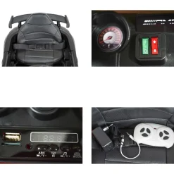 Moni Kinder Elektroauto Mercedes AMG GTR EVA-Reifen, Musikeffekte, Fernbedienung schwarz