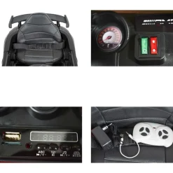 Moni Kinder Elektroauto Mercedes AMG GTR EVA-Reifen, Musikeffekte, Fernbedienung schwarz