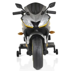 Moni Kinder Elektromotorrad Motocross MP3-Funktion Bluetooth Stützräder Lichter grau