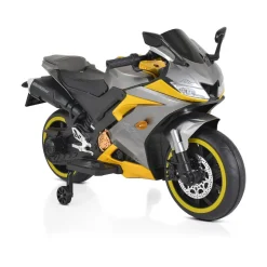 Moni Kinder Elektromotorrad Motocross MP3-Funktion Bluetooth Stützräder Lichter grau