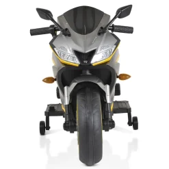 Moni Kinder Elektromotorrad Motocross MP3-Funktion Bluetooth Stützräder Lichter grau