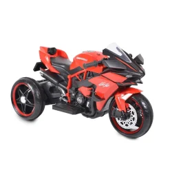 Moni Kinder Elektromotorrad Ninja, drei Kunststoffräder, LED-Beleuchtung, Mp3 rot