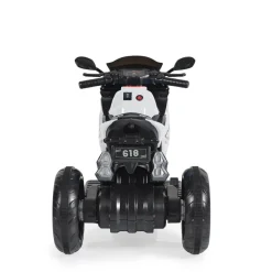 Moni Kinder Elektromotorrad Hurricane drei Räder, Musikfunktion, Rückwärtsgang weiß