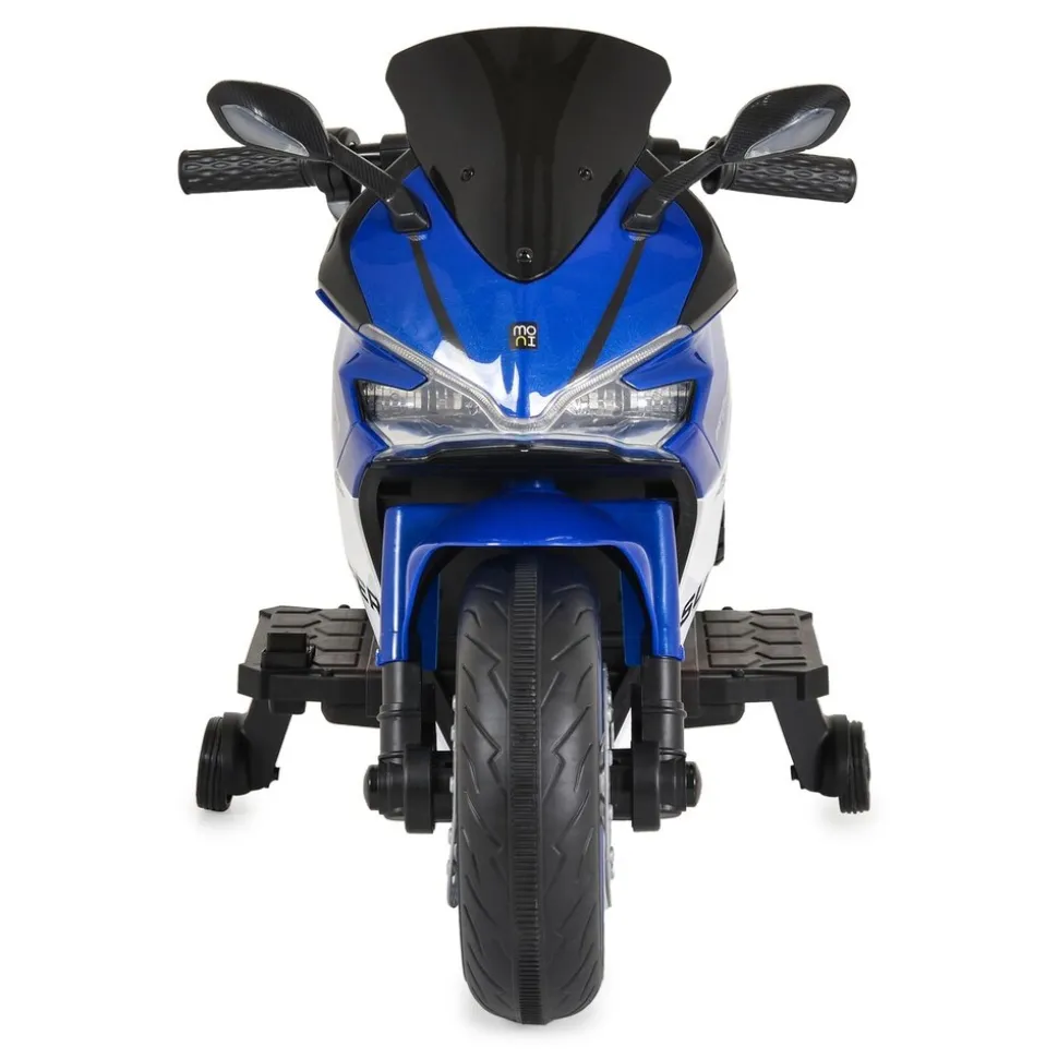 Moni Kinder Elektromotorrad Surfer Stützräder Fußstütze Bluetooth MP3-Ausgang blau