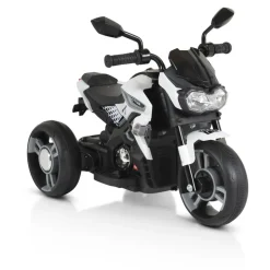 Moni Kinder Elektromotorrad Colombo Scheinwerfer, zwei Motoren, MP3, bis 7 km/h weiß uni