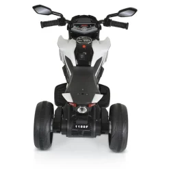 Moni Kinder Elektromotorrad Colombo Scheinwerfer, zwei Motoren, MP3, bis 7 km/h weiß uni