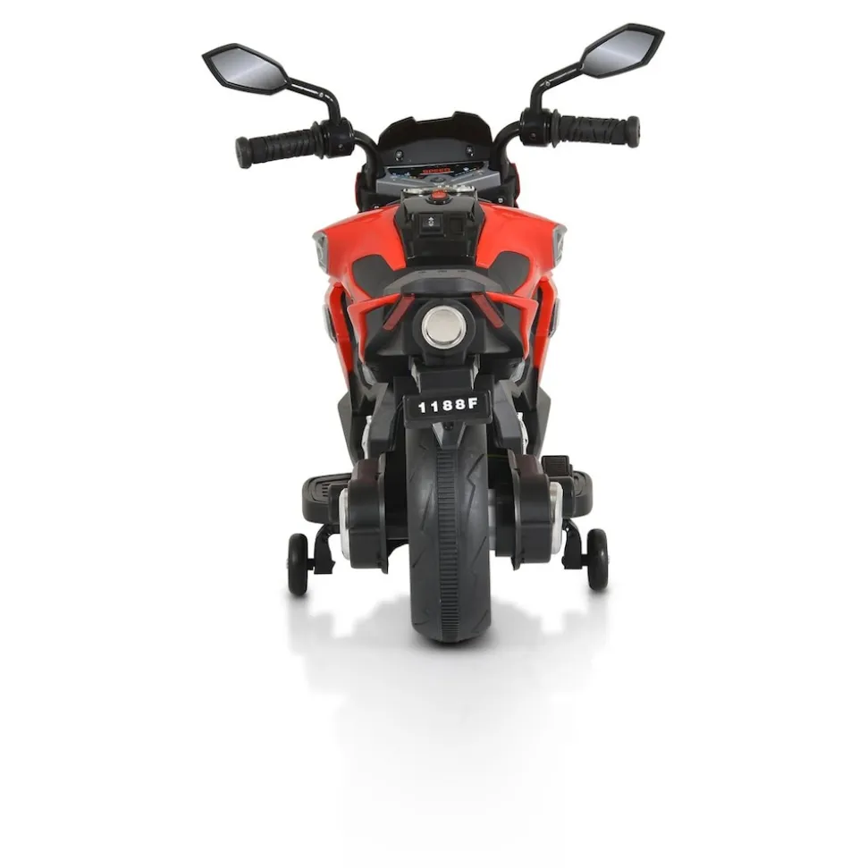 Moni Kinder Elektromotorrad Houston 1188F Musik, MP3, Scheinwerfer, Stützräder rot