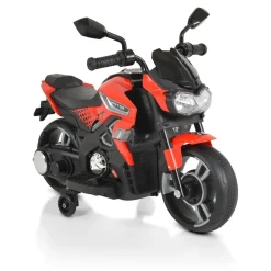Moni Kinder Elektromotorrad Houston 1188F Musik, MP3, Scheinwerfer, Stützräder rot