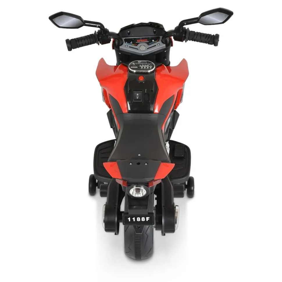 Moni Kinder Elektromotorrad Houston 1188F Musik, MP3, Scheinwerfer, Stützräder rot