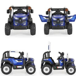 Moni Kinder-Elektro Traktor Harvest Fernbedienung, Hupe, Lichter, Musik, MP3 blau