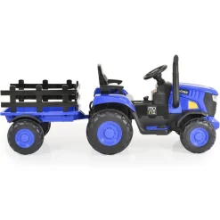 Moni Kinder Elektrotraktor Rancher mit Anhänger, Hupe, Licht, MP3, Fernbedienung blau