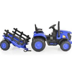 Moni Kinder Elektrotraktor Rancher mit Anhänger, Hupe, Licht, MP3, Fernbedienung blau