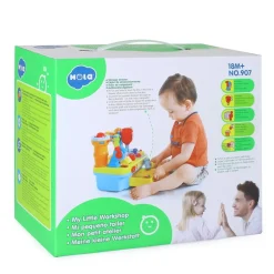 Moni Kinder-Miniwerkstatt Kinderwerkzeug Musik Licht Schrauben Formsortierspiel bunt
