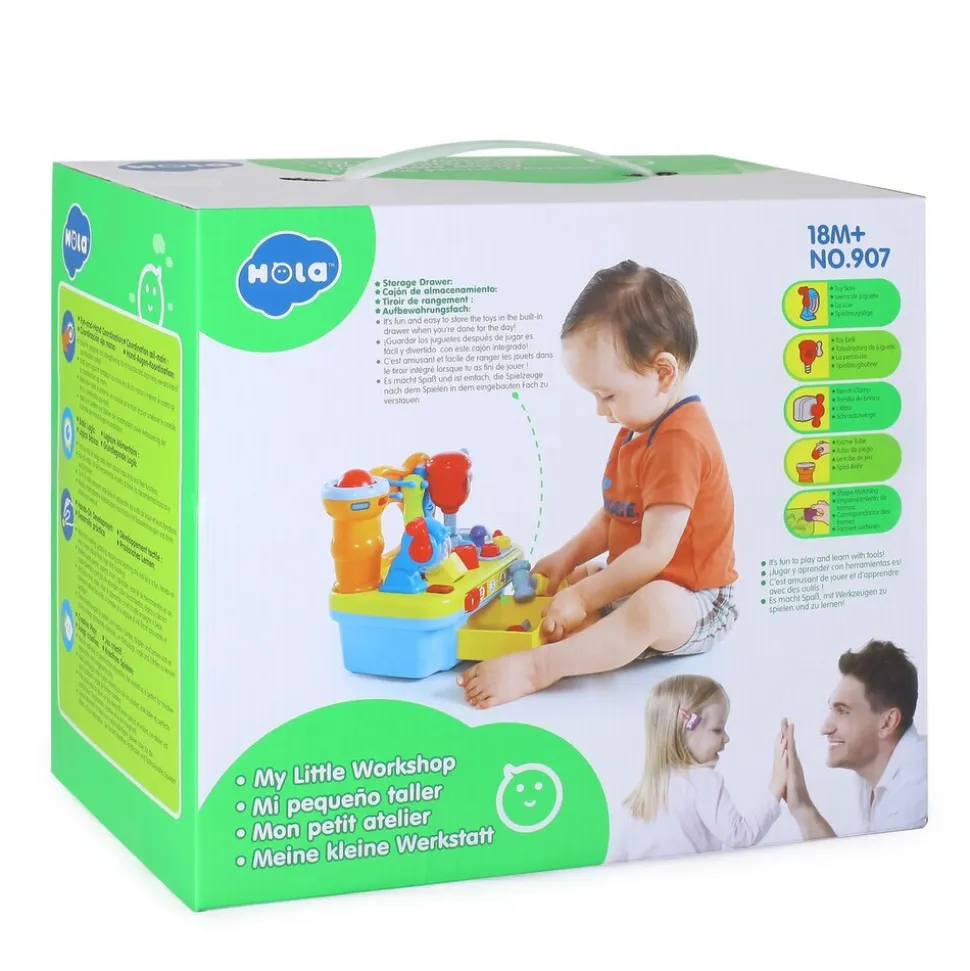 Moni Kinder-Miniwerkstatt Kinderwerkzeug Musik Licht Schrauben Formsortierspiel bunt