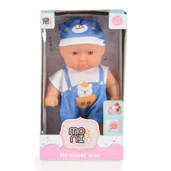 Moni Kinderpuppe 20 cm Babypuppe, Spielpuppe, Mütze, bewegliche Arme ab 3 Jahren blau