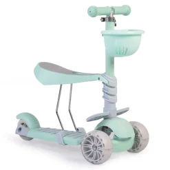 Moni Kinderroller Bubblegum 2 in 1, Höhe einstellbar, Sitz abnehmbar, 3 Räder grün