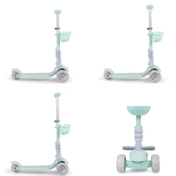 Moni Kinderroller Bubblegum 2 in 1, Höhe einstellbar, Sitz abnehmbar, 3 Räder grün